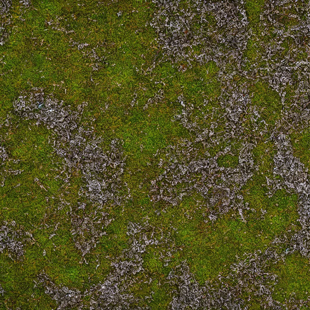 Prompt: mossy tree bark, top - down - view!!!, photography!!, ultra detailed, tiling - texture, 8 k resolution, pbr rendering, albedo, diffusemap, basecolour, octane, redshift