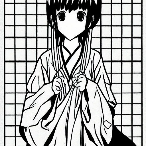 Image similar to “Detailed manga art of a beautiful Japanese girl holding a knife; loving expression; school uniform; high contrast; clean, sharp”