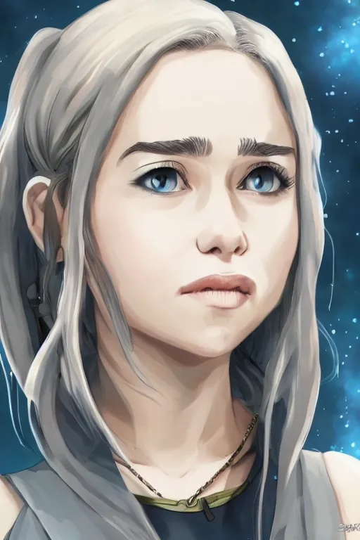 Image similar to Emilia Clarke as an Anime Art Style, artstation, 4k detailed