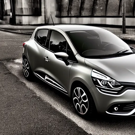 Blue Silver Renault Clio 2 0 16V Viewed Against Dramatic Sky Stock