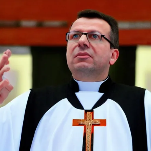 Prompt: aleksandar vucic as a priest