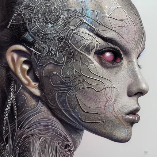 Prompt: ar filter designed by sorayama and ikeuchi painted in alex grey style drawn by vania zouravliov, inspired by boredoms, intricate manga drawing, photorealistic, 3 d, high detail, sharp high detail, artstation, octane