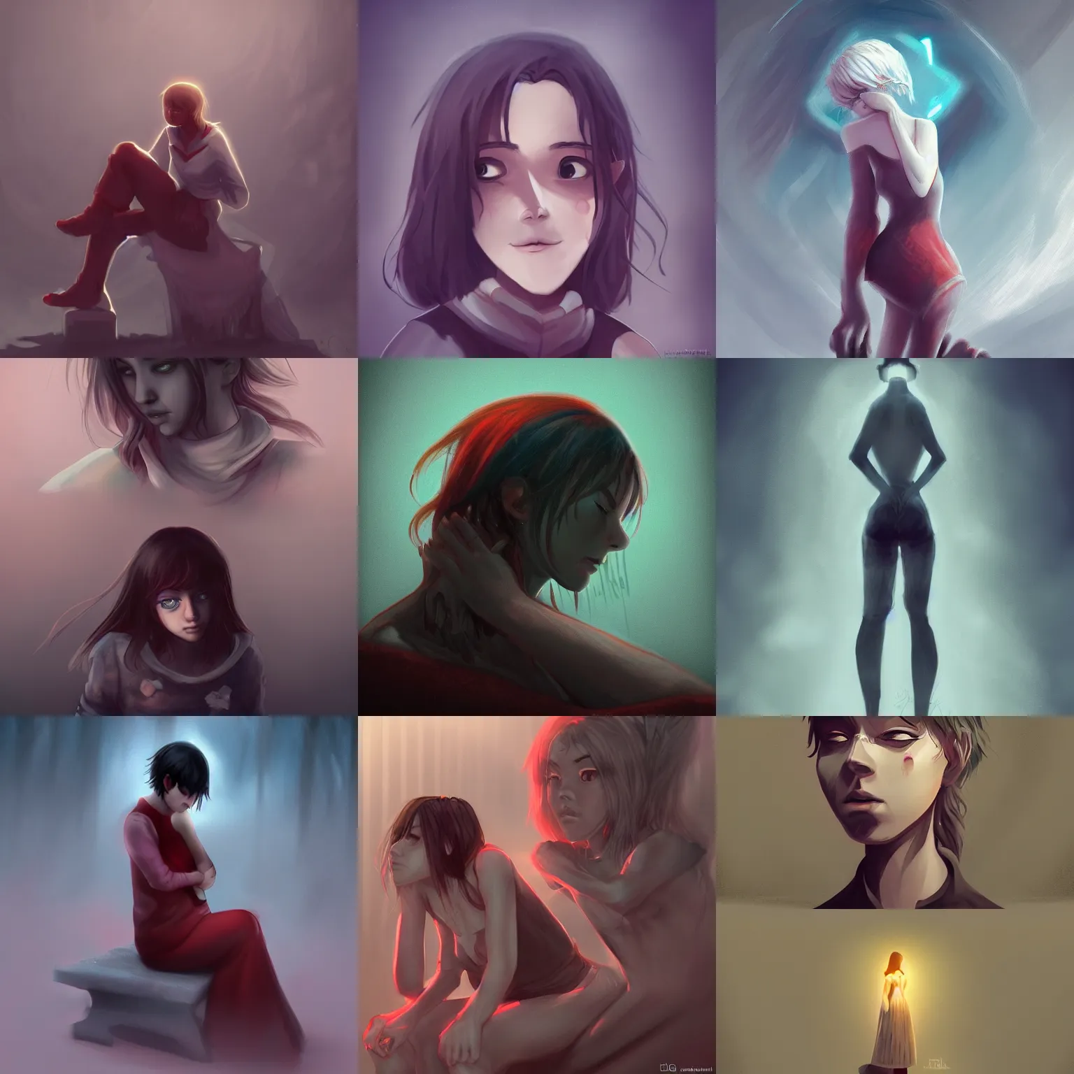 Prompt: the pain of loneliness trending on artstation and favorites on deviantart