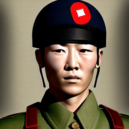 Prompt: japan soldier in world war 2, design by emanuele dascanio and robin eley and dru blair and karol blak