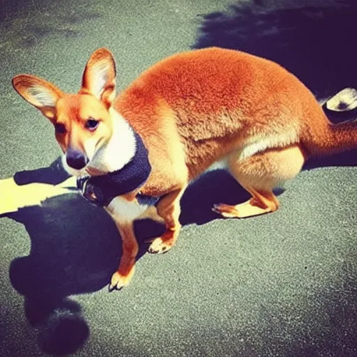 Prompt: “A mix between a Kangaroo and a Corgi”