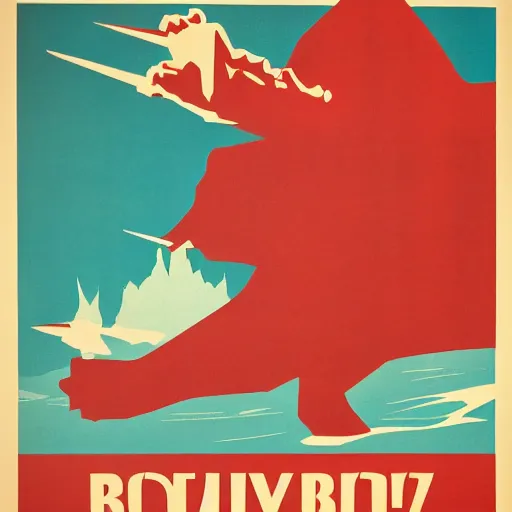 Image similar to soviet style propaganda poster convincing you to move to banff national park,