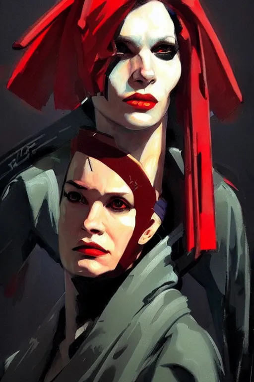 Image similar to full character portrait max mad cyberpunk warhammer 4 0 k, medic sapper not the girl with the pearl earring character design, painting by trending on artstation, jeffery catherine jones