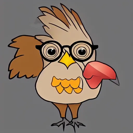 Prompt: Harry Potter as a chicken, cute, glasses!!