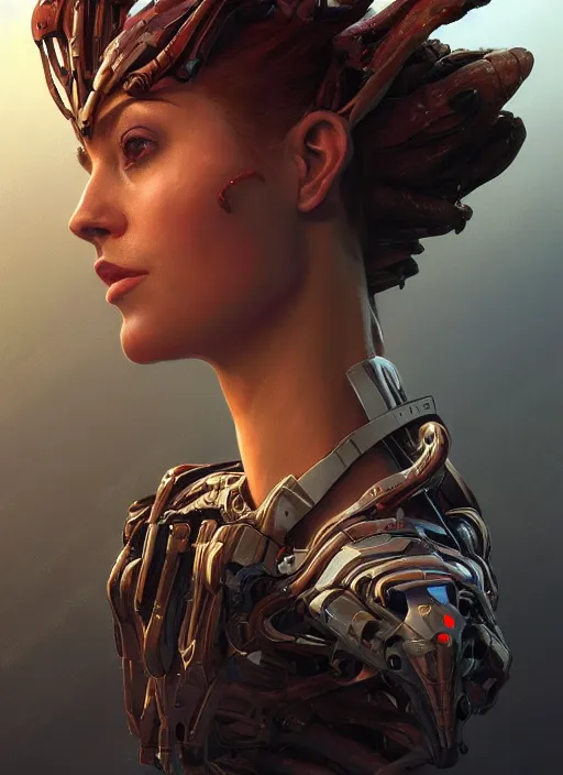 Image similar to asymmetrical!! portrait of an alien with large neontubes in face in the style of, machine face, intricate, elegant, highly detailed, digital painting, artstation, biolusence, concept art, smooth, sharp focus, illustration, art by artgerm and greg rutkowski and alphonse mucha, horizon zero dawn 8 k