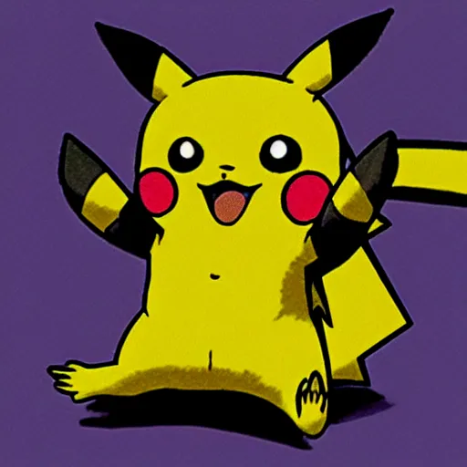 Image similar to pikachu in tim burton cartoon,