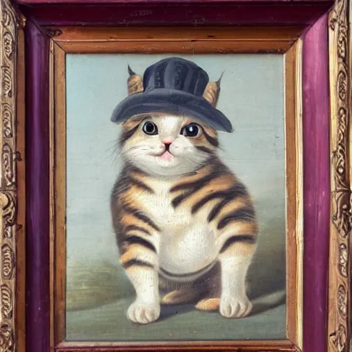 Prompt: an 1 8 th century highly detailed oil painting of a kitten wearing a chefs outfit