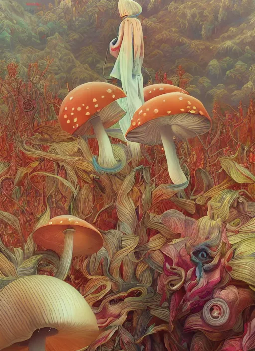 Image similar to yunnan mushroom : : by martine johanna and simon stalenhag and chie yoshii and casey weldon and wlop : : ornate, dynamic, particulate, rich colors, intricate, elegant, highly detailed, centered, artstation, smooth, sharp focus, octane render, 3 d