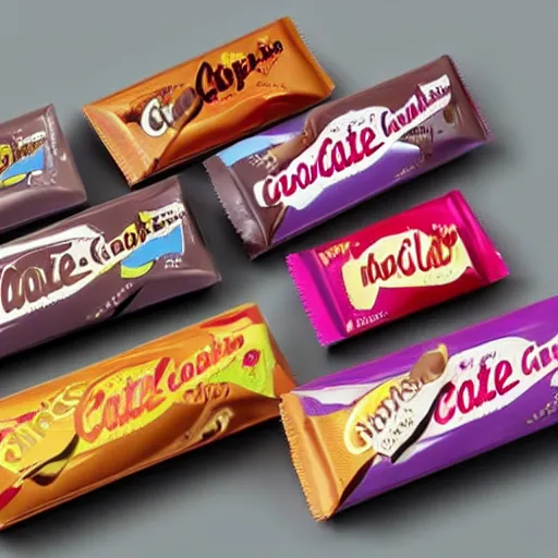 Image similar to chocolate candy bar packaging, 8 0 s style, very appealing, marketing photo