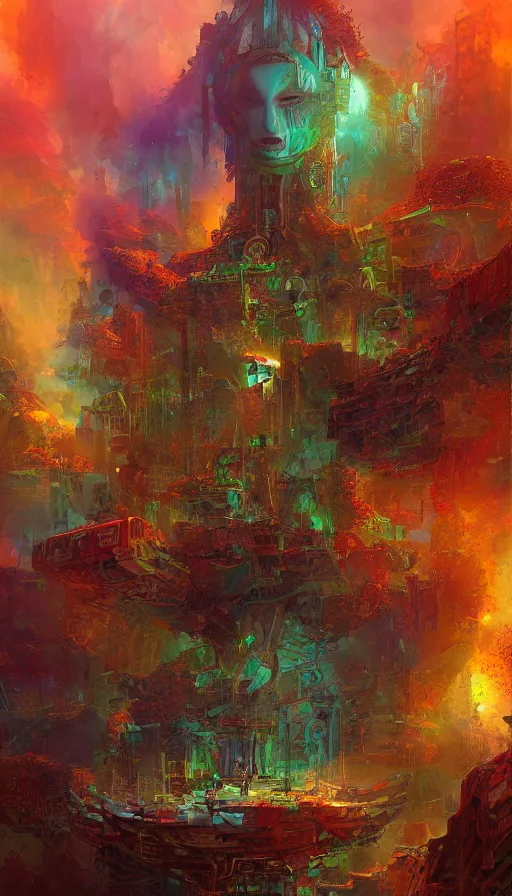 Image similar to psytrance artwork, by marc simonetti