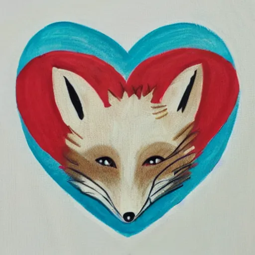 Prompt: fox cute love heart illustration