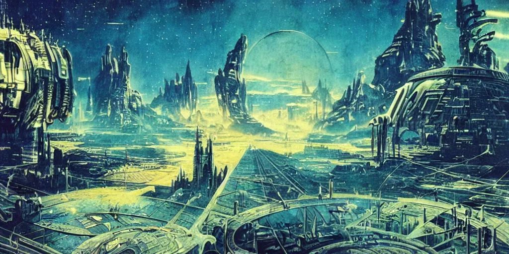 Image similar to starmap interface, retro futuristic vintage sci - fi, amazingly detailed, dark science fiction, bruce pennington, amazing masterpiece map making