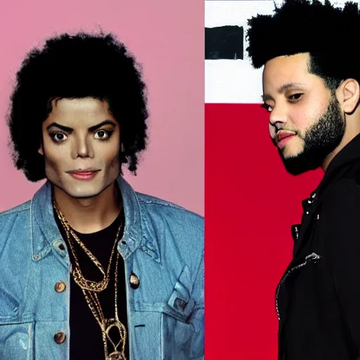 Image similar to Michael Jackson and Abel tesfaye, red background