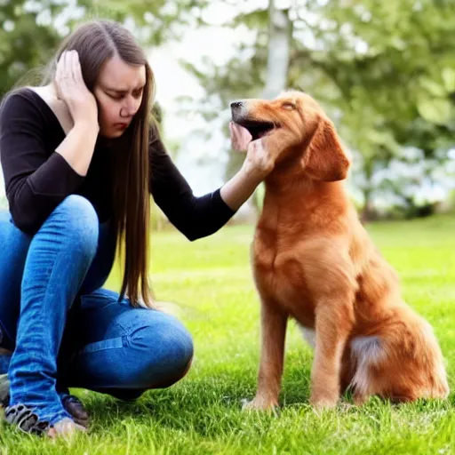 Image similar to human and pet in pain but are unable to communicate to each other