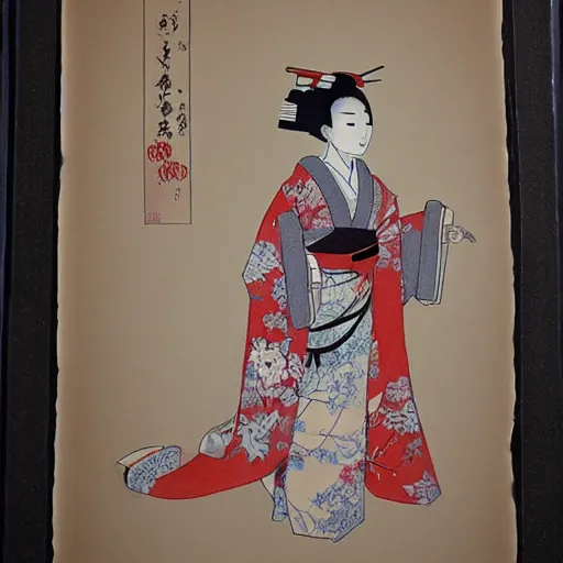 Image similar to a drawing by guido creapax of a geisha