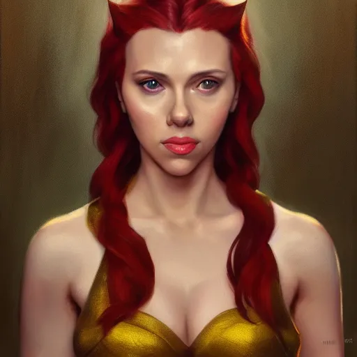 Prompt: a movie still frame, of scarlett johansson as a female elf, oil on linen, beautiful painting, by tooth wu, artgerm, fantasy concept art portrait, by bayard wu, trending on artstation,