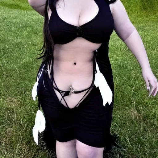 Prompt: curvy Wednesday Adams as a goddess