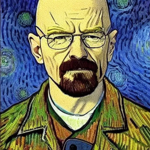 Image similar to walter white painted by Vincent van Gogh