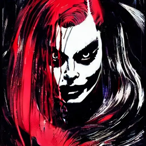 Prompt: a movie poster of Margot Robbie looking sinister, by Tsutomu Nihei, highly detailed