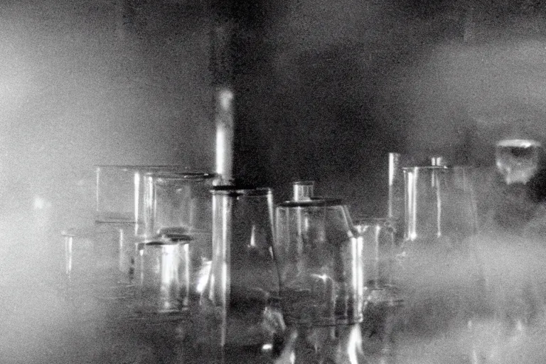 Image similar to experiment, laboratory, 1985, creepy, haunted, fog, atmospheric