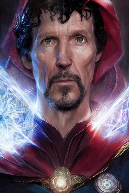 Image similar to Portrait of Todd Howard as Doctor Strange highly detailed, marvel comics, dark, intricate, highly detailed, smooth, artstation, digital illustration by Ruan Jia and Mandy Jurgens and Artgerm and Wayne Barlowe and Greg Rutkowski and Zdislav Beksinski