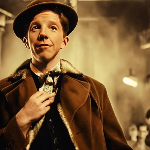Prompt: ( twentysomething!! ) [ [ [ lee evans ] ] ] as [ [ [ tristan thorn ] ] ] ( with a hat ) in stardust ( 2 0 0 7 ), photo by robert capa, cinematic lighting