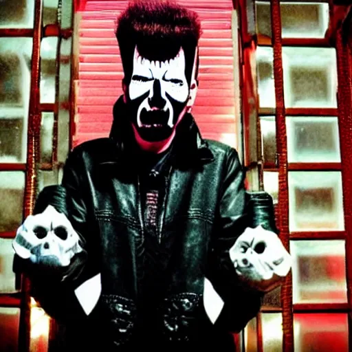 Image similar to rick astley as a slipknot member