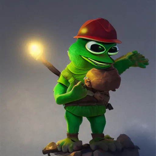 Prompt: pepe the miner, realistic, detailed, photography, artstation, dramatic light