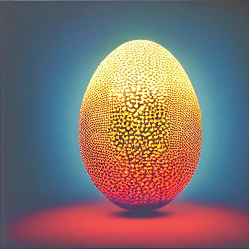 Image similar to annie liebowitz portrait of a plasma energy tron dinosaur egg made up of glowing electric plates and patterns. cinestill