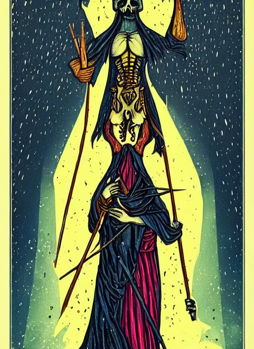 Image similar to beautiful tarot illustration of death, in the style of wylie beckert, mystical colors, trending on artstation