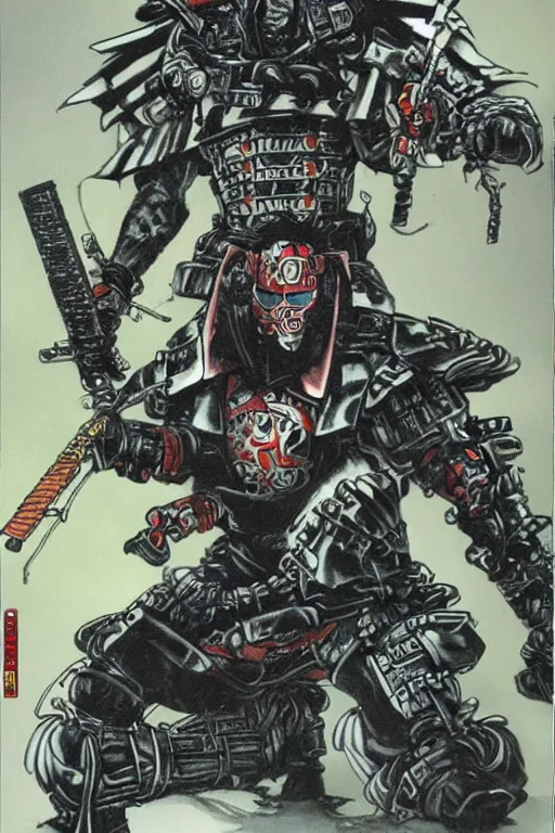 Image similar to cybernetic samurai general ghost by mark zug, simon bisley and daryl mandryk