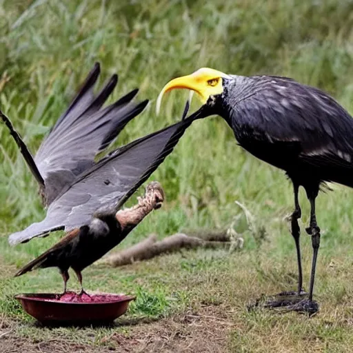 Image similar to enormous bird stealing food from person