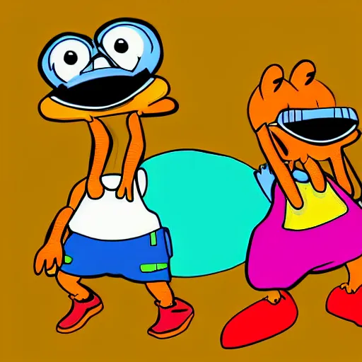 Prompt: Toejam and Earl, 90s cartoon, digital art