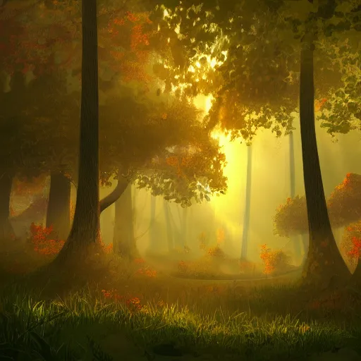 Image similar to forest in the morning light, digiital illustration, trending on artstation