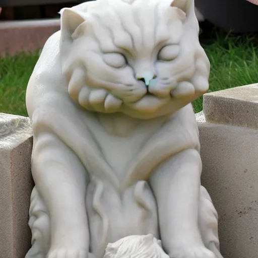 Image similar to large marble statue of cute kittens at cute kitten championship displaying their cuteness