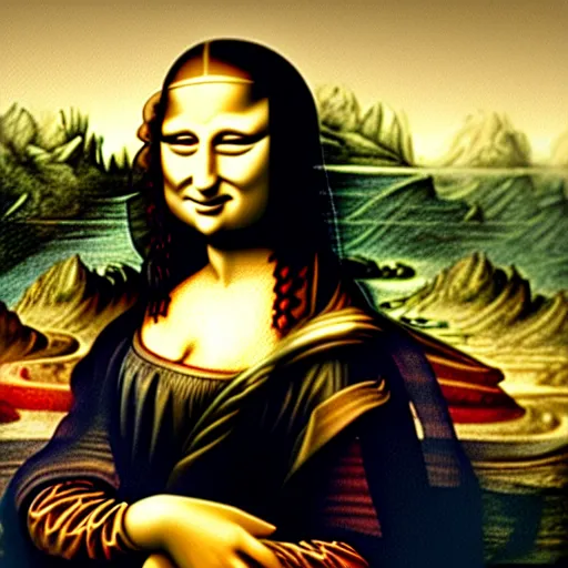 Prompt: picture of the mona lisa screaming random nonsense that nobody can understand