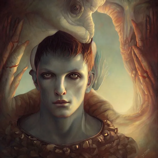 Image similar to portrait of a magical monster boy, art by tom bagshaw and manuel sanjulian