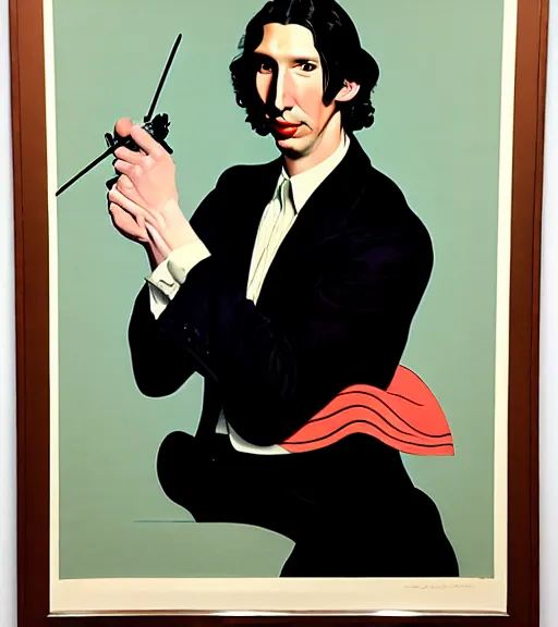 Prompt: portrait of adam driver by norman rockwell and gil elvgren and ikenaga yasunari and ayana otake and sydney prior hall