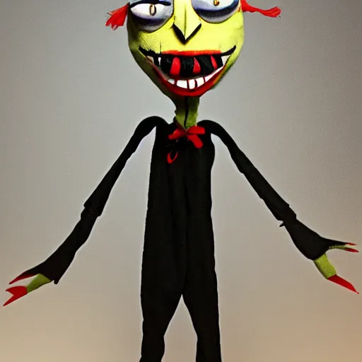 Image similar to scary puppet, 4 k, in the style of tim burton