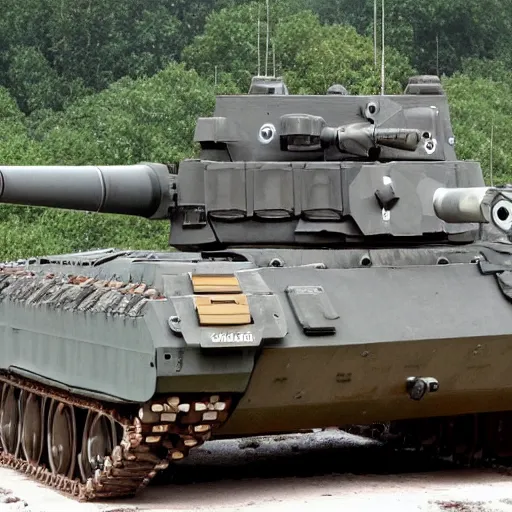 Image similar to armored tank mounted with AGM-88 missiles