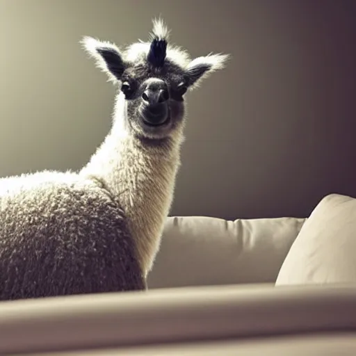 Image similar to rainbow llama watching tv