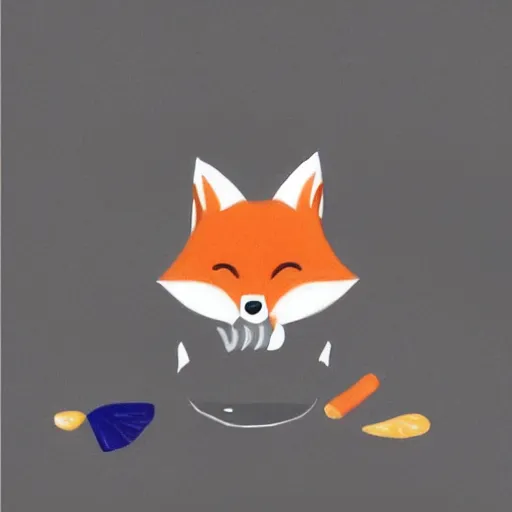 Image similar to minimalistic cute fox eating a fish, sketch, pastel