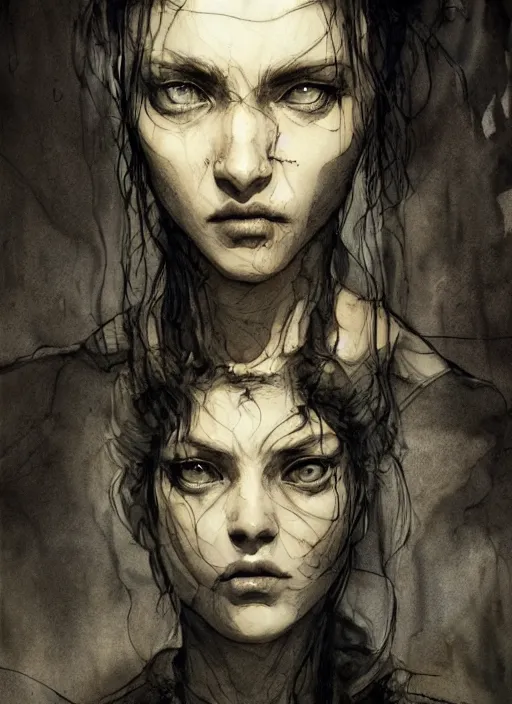 Image similar to portrait, The three blind sister of fate share a single eye, watercolor, dramatic lighting, cinematic, establishing shot, extremely high detail, foto realistic, cinematic lighting, pen and ink, intricate line drawings, by Yoshitaka Amano, Ruan Jia, Kentaro Miura, Artgerm, post processed, concept art, artstation, matte painting, style by eddie mendoza, raphael lacoste, alex ross