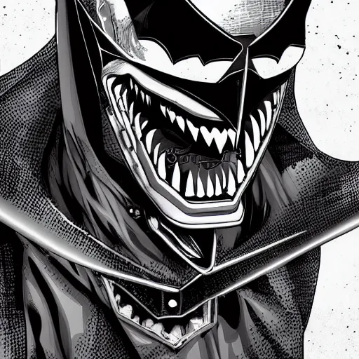 Image similar to the batman who laughs, hyper detailed masterpiece, digital art painting, surrealisme aesthetic,