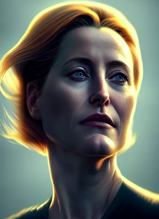 Image similar to portrait, Gillian Anderson , dramatic lighting, cinematic, establishing shot, extremely high detail, foto realistic, cinematic lighting, post processed, concept art, artstation, style by eddie mendoza, raphael lacoste, alex ross