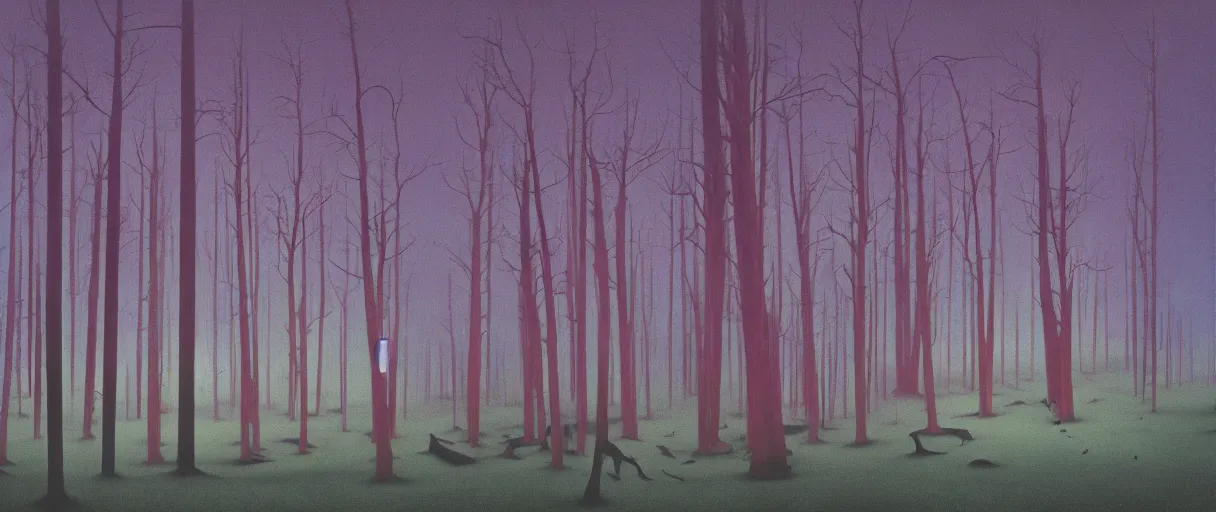 Image similar to an aerochrome forest below the stars Edward Hopper and James Gilleard, Zdzislaw Beksinski, Mark Ryden, Wolfgang Lettl highly detailed